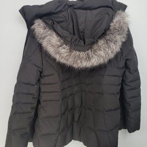 Calvin Klein Duck Down Puffer Coat w/ removable fur Trimmed Hood Size L Womans